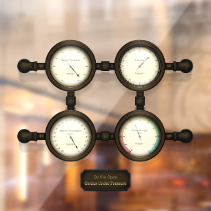 Steampunk Meters & Gauges Customizable Plaque  Window Cling
