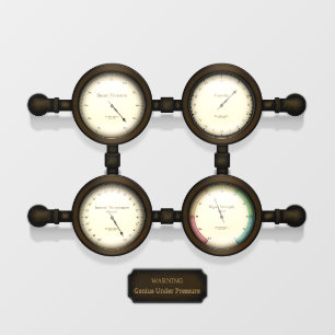 Steampunk Meters on Antique Pipes Custom Plaque Wall Decal