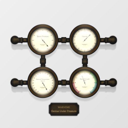 Steampunk Meters on Antique Pipes Custom Plaque Wall Decal