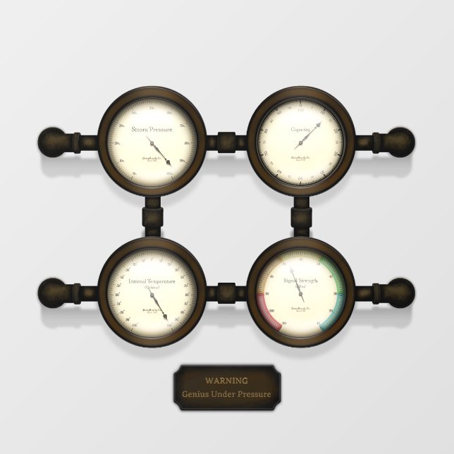 Steampunk Meters on Antique Pipes Custom Plaque Wall Decal (Front)