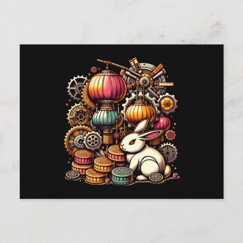 Steampunk Mid Autumn Festival Postcard