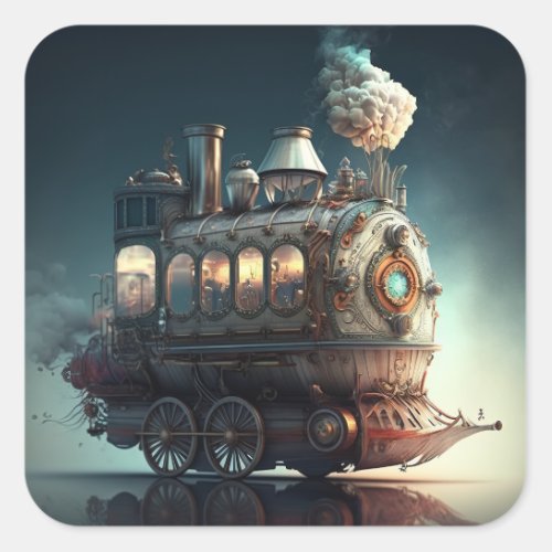 Steampunk Mobile Home Square Sticker