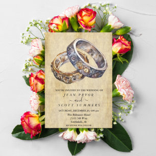 Steampunk Modern Rings Minimalistic Invitation