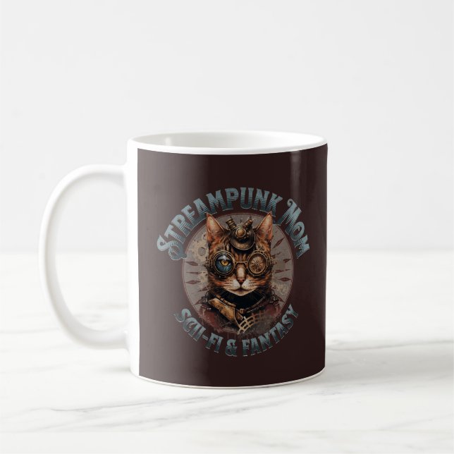 Steampunk Mom Cat Coffee Mug (Left)