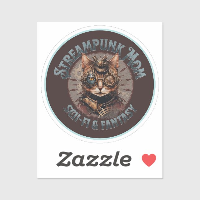 Steampunk Mom Cat Sticker (Sheet)