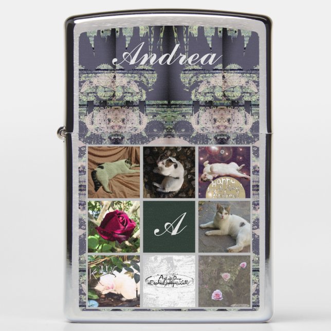 Steampunk Monogram 8 Custom Photos Zippo Lighter (Front)