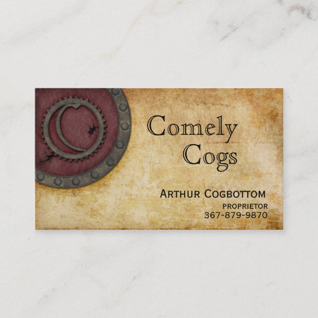 Steampunk Monogram Antique Claret C Business Card (Front)