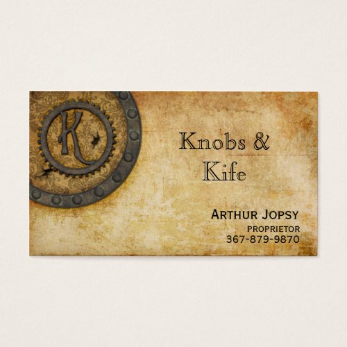Steampunk Monogram Antique K Business Card Template