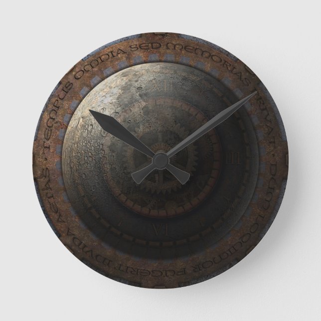 Steampunk Moon Clock Time Metal Gears (Front)