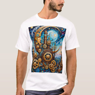 Steampunk Moon T-Shirt Fantasy Gears Artworks