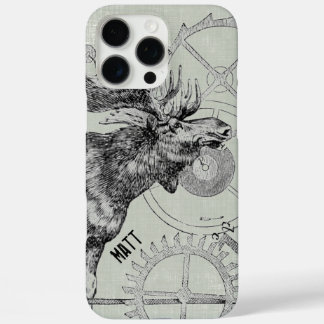 Steampunk Moose Wildlife iPhone 16 Pro Max Case