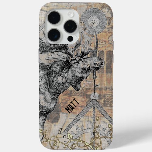 steampunk Moose Wildlife iPhone 15 Pro Max Case