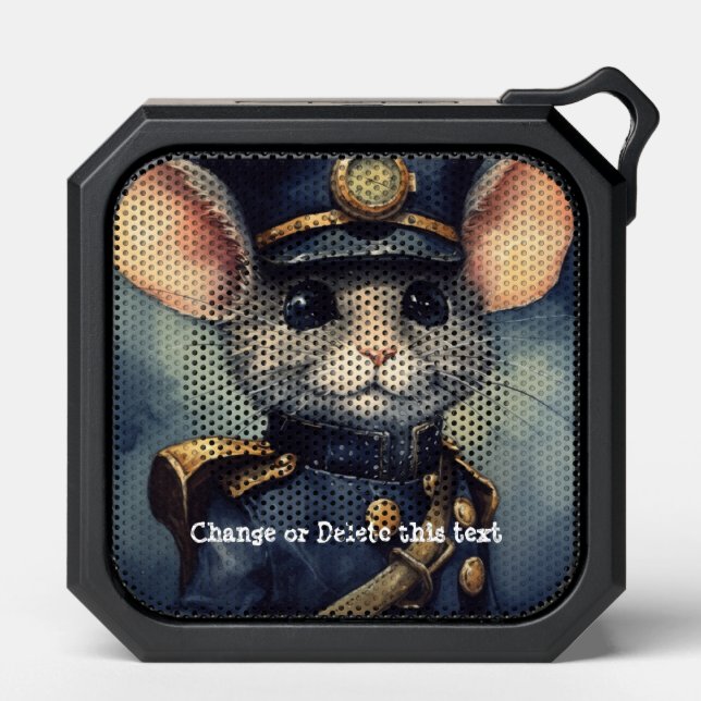 Steampunk Mouse Captain Marshmousetail Bluetooth Speaker (Front)
