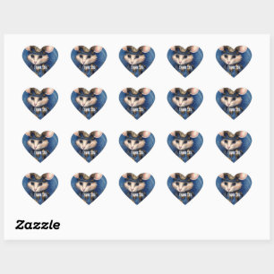 Steampunk Mouse Captain Muffinpounce Heart Sticker