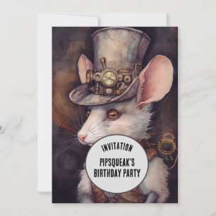 Steampunk Mouse Rat Captain Invitation