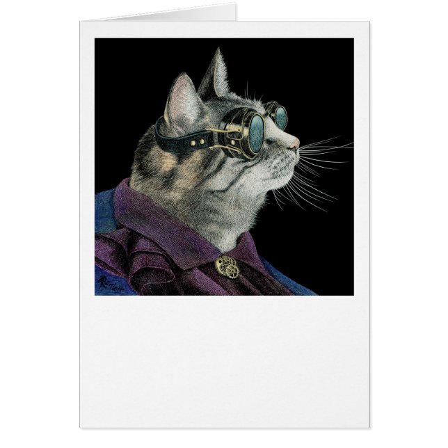 "Steampunk Mouser" - Tabby Cat Cards (Front)