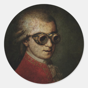 Steampunk Mozart Classic Round Sticker
