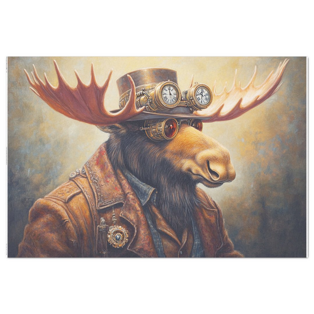 Steampunk Mr Moose Decoupage Tissue Paper