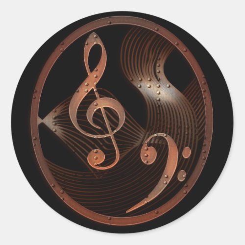 Steampunk Music Design round stickers