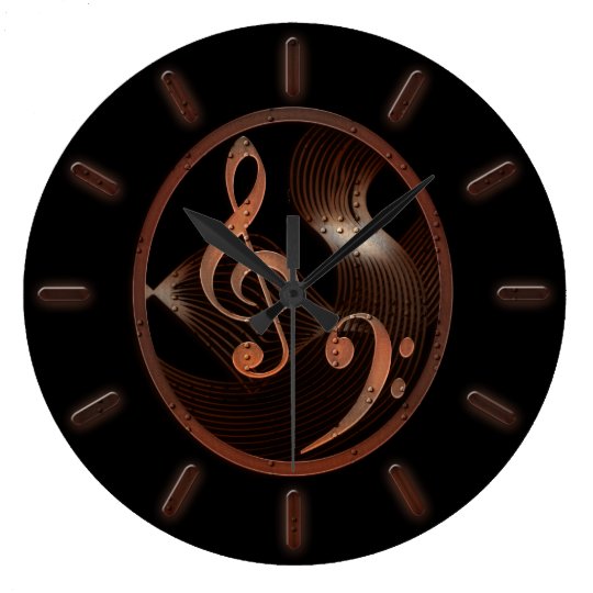 Steampunk Music design wall clock Zazzle