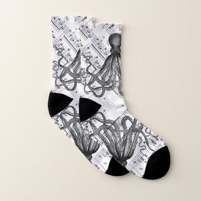 steampunk music nautical marine vintage octopus socks (Pair)
