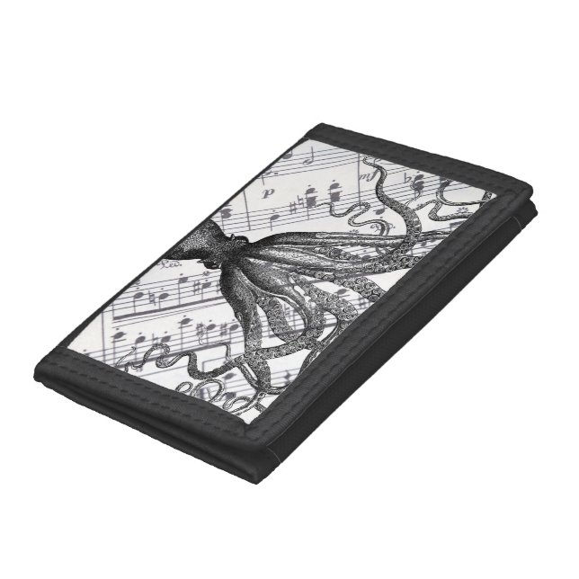 steampunk music nautical marine vintage octopus trifold wallet (Bottom)