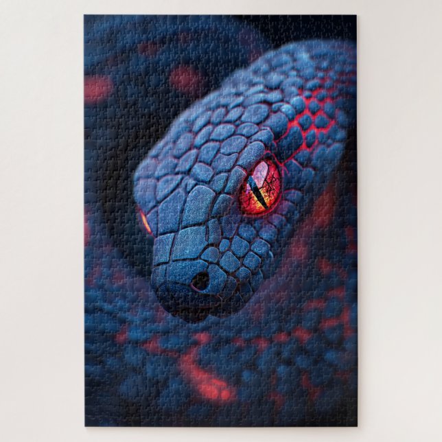Steampunk Neon Snake Head Jigsaw Puzzle (Vertical)