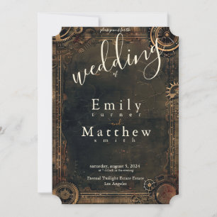 Steampunk Noir Affair Wedding Invitation
