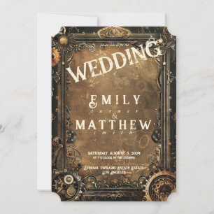 Steampunk Noir Affair Wedding Invitation