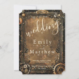 Steampunk Noir Affair Wedding Invitation