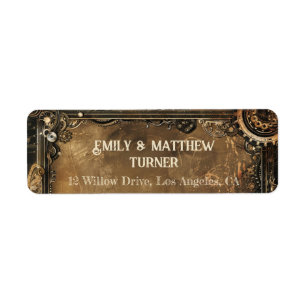 Steampunk Noir Affair Wedding Label