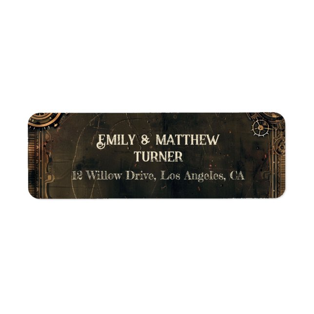 Steampunk Noir Affair Wedding Label (Front)