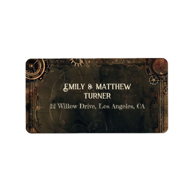 Steampunk Noir Affair Wedding Label (Front)