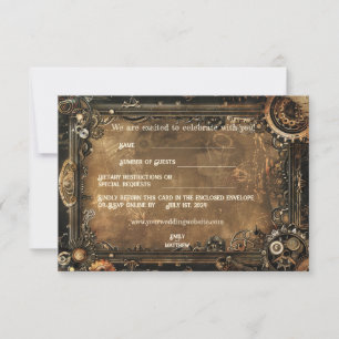 Steampunk Noir Affair Wedding RSVP Card