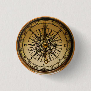 Steampunk Nostalgic Old Brass Compass Button