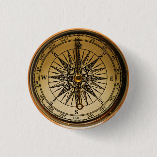 Steampunk Nostalgic Old Brass Compass Button