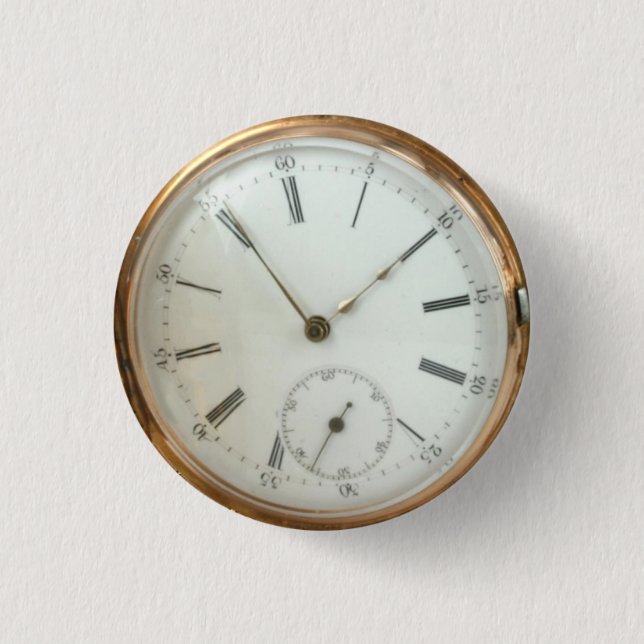 Steampunk Nostalgic Tempus Fugit Fob Watch Pinback Button (Front)