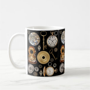 Steampunk objects Gears Pocket watch Skeleton Key Coffee Mug