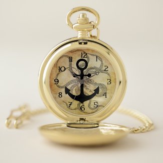 Steampunk Octopus and Anchor Pocket Watch