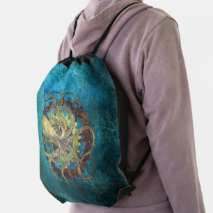 Steampunk Octopus & Clockwork Gears Drawstring Bag