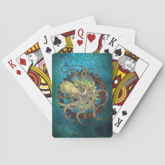 Steampunk Octopus & Clockwork Gears Poker Cards