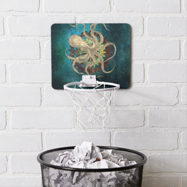 Steampunk Octopus & Clockwork  Mini Basketball Hoop (In Situ)