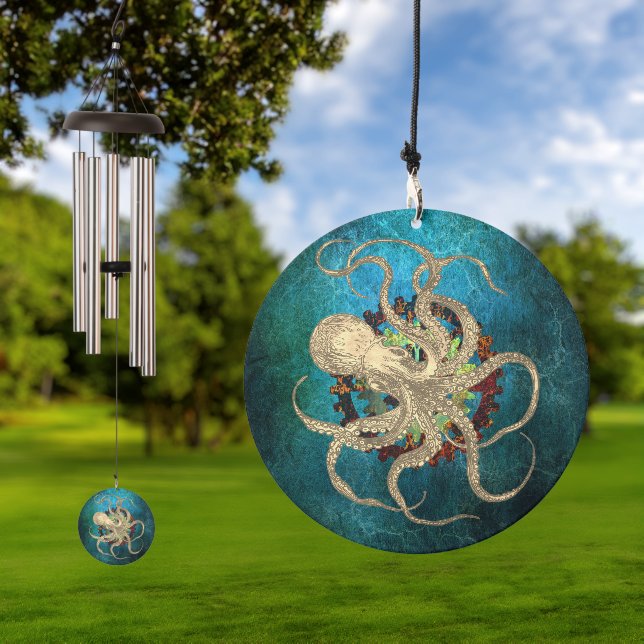 Steampunk Octopus & Clockwork  Wind Chime (Outdoor)