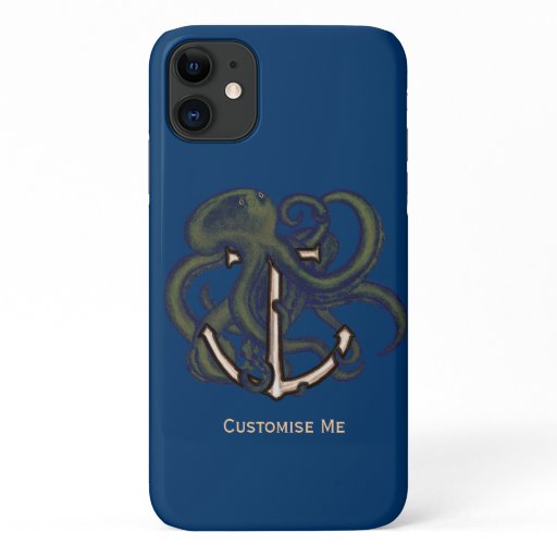 Steampunk Octopus Over Anchor iPhone Case