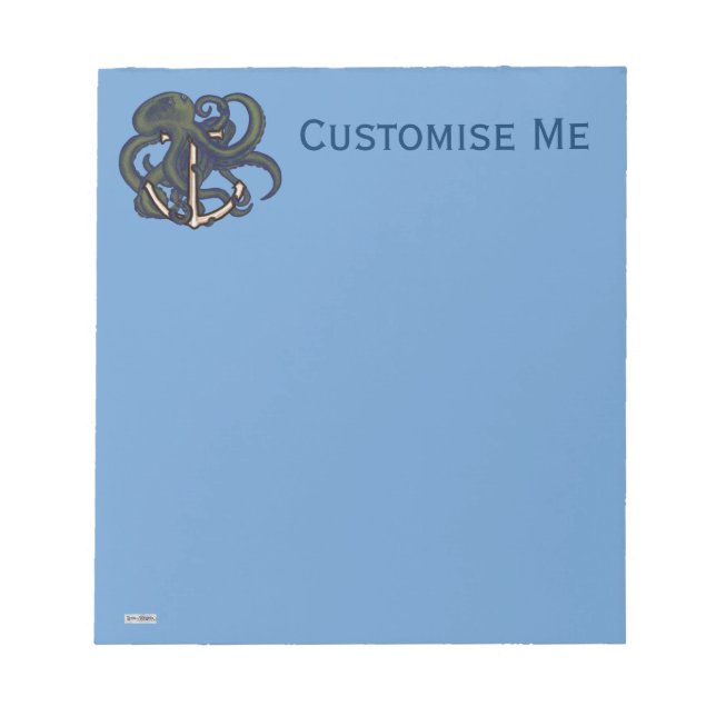 Steampunk Octopus Over Anchor Notepad (Front)