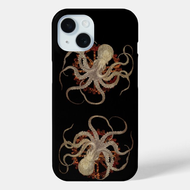 Steampunk Octopus & Rusty Clockwork Gear  Case-Mate iPhone Case (Back)