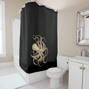 Steampunk Octopus & Rusty Clockwork Gear Shower Curtain