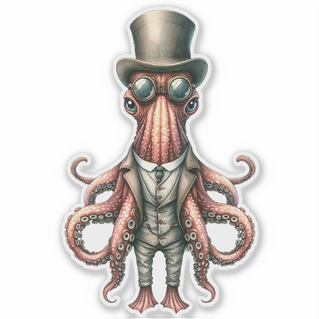 Steampunk Octopus  Sticker (Front)