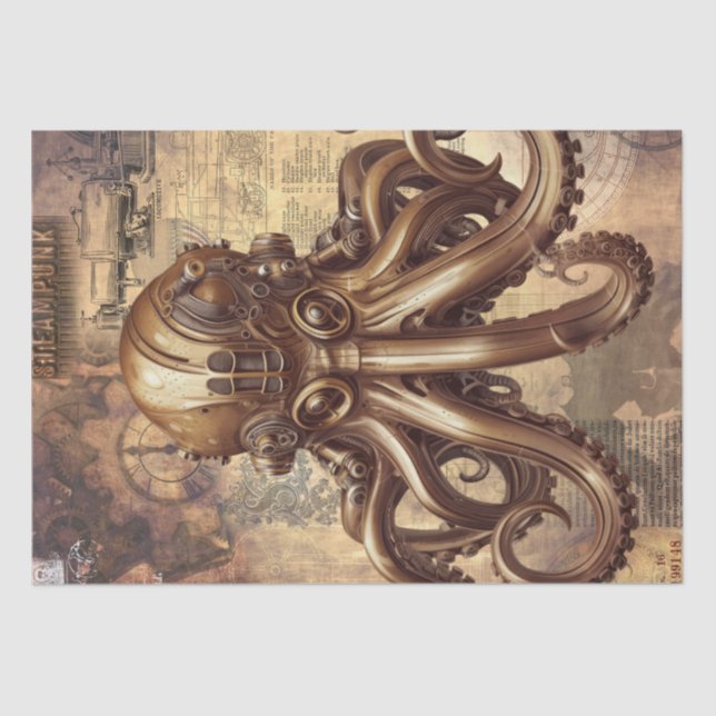 Steampunk Octopus Tissue Paper (Front)