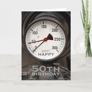 Steampunk Old Manometer 50th Birthday Greeting Card